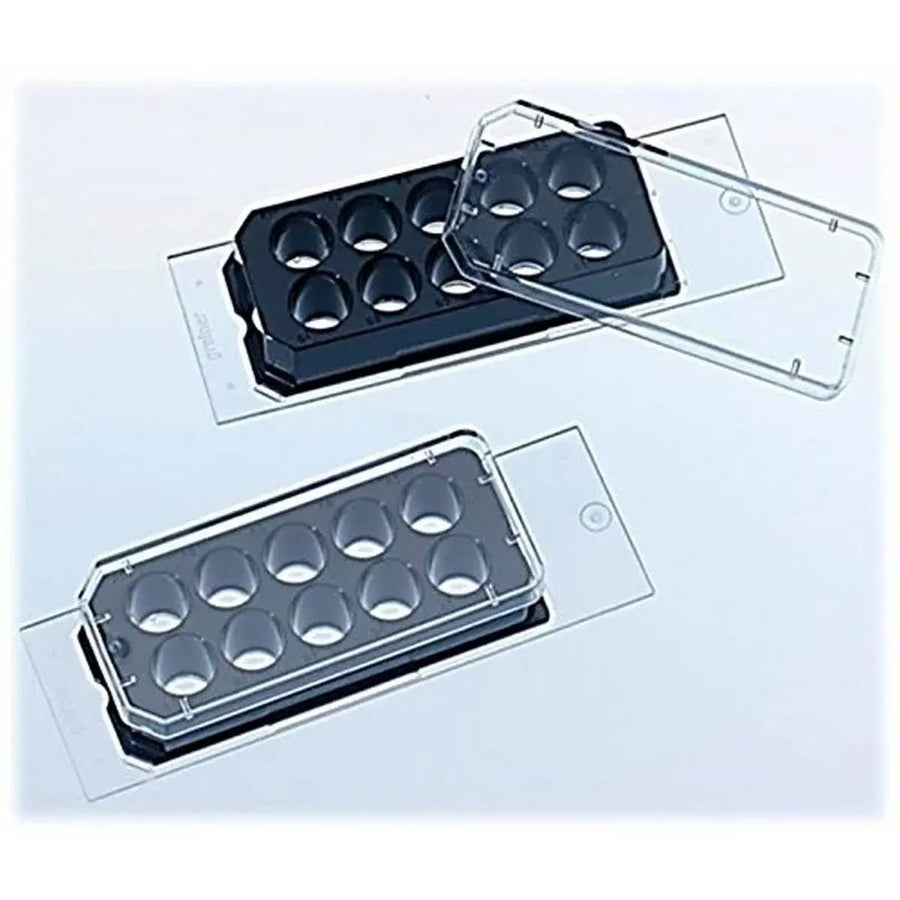 CELLVIEW Cell Culture Slide, PS, 75/25 mm, glass bottom, 10 compartments, Advanced TC, sterile, 5 Pcs./tray (543979) | Cell Culture Consumable | Bench&Flask